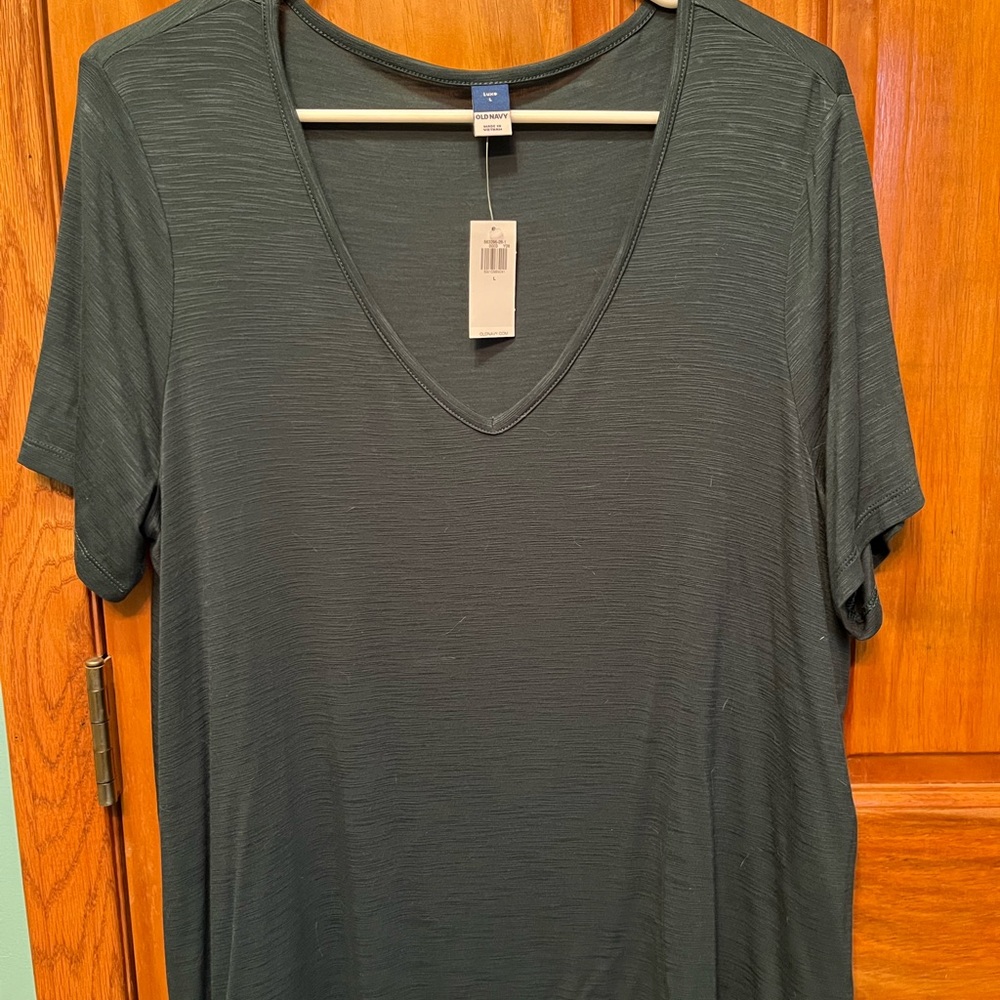 NWT Old Navy Women's Short Sleeve V-Neck Tee - Dark Green size Large
